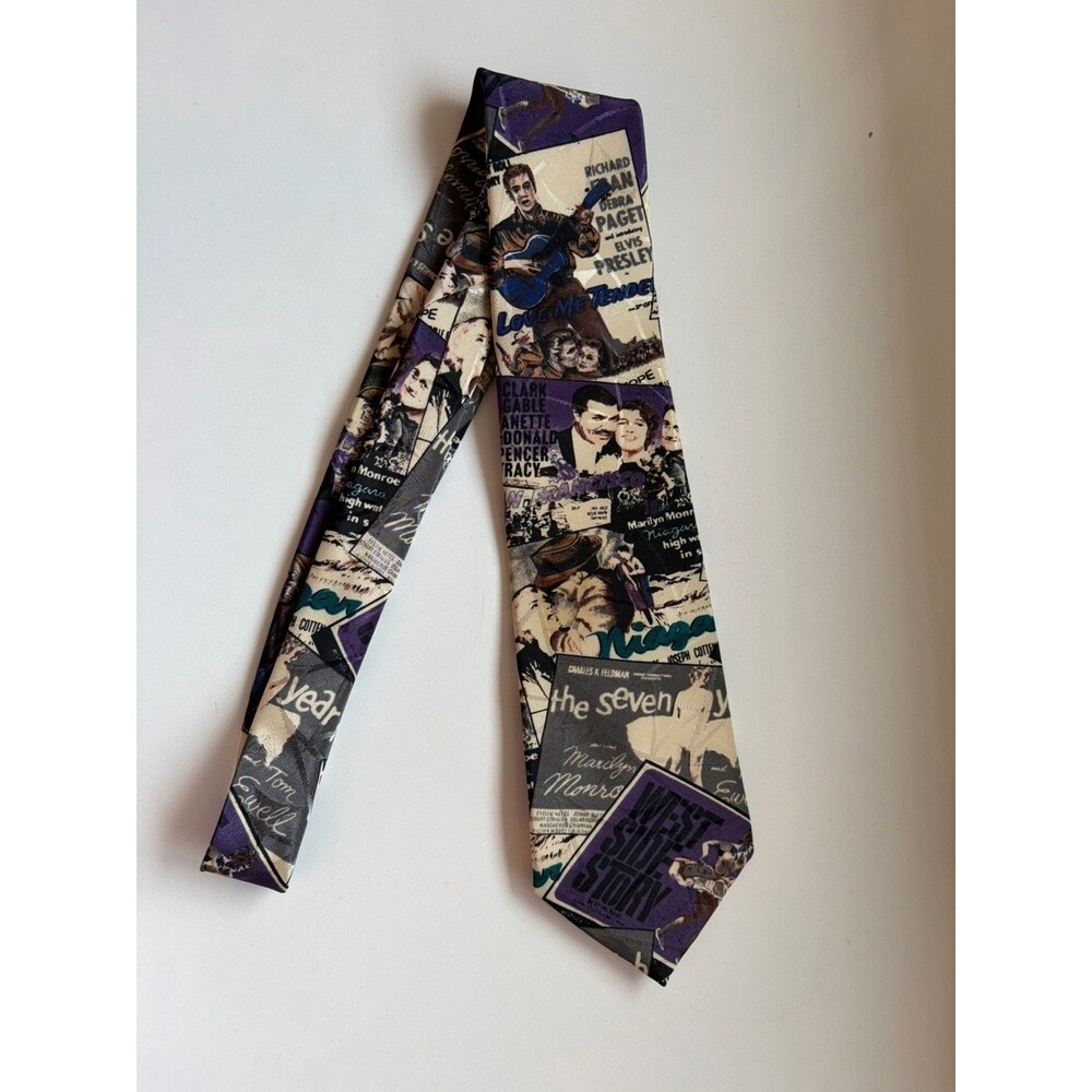 Vtg 90's Jordache Necktie Classic Movie Posters Pattern Tie!